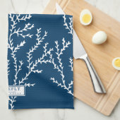 Personalisiertes, stilvolles Seetang-Muster Aquama Geschirrtuch (Viertel Falte)