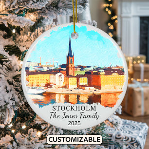 Personalisiertes Stockholm-Ornament, Schweden-Gesc Keramik Ornament