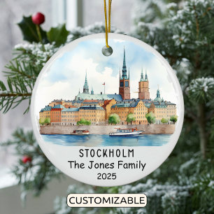 Personalisiertes Stockholm-Ornament, Schweden Keramik Ornament