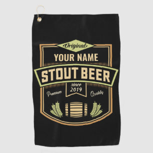 Personalisiertes Stout Dark Beer Brauerei Etikett Golfhandtuch