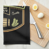 Personalisiertes Stout Dark Ber Breing Label Bar Geschirrtuch (Viertel Falte)