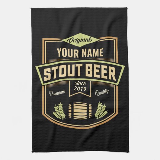 Personalisiertes Stout Dark Ber Breing Label Bar Geschirrtuch (Vertikal)
