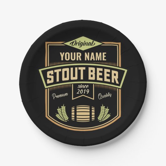Personalisiertes Stout Dark Ber Breing Label Bar Pappteller (Vorderseite)