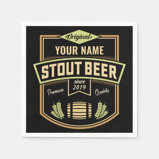 Personalisiertes Stout Dark Ber Breing Label Bar Serviette (Vorderseite)