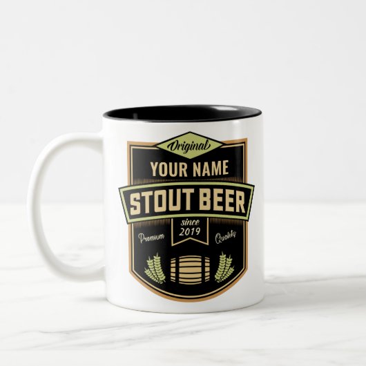 Personalisiertes Stout Dark Ber Breing Label Bar Zweifarbige Tasse (Links)