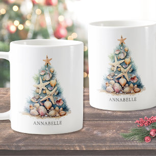 Personalisiertes Strand-Weihnachten Kaffeetasse