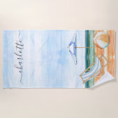 Personalisiertes Strandbad mit Wasserfarbe Strandtuch (Vorderseite)