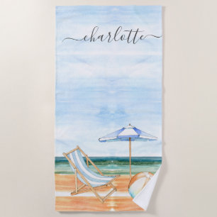 Personalisiertes Strandbad mit Wasserfarbe Strandtuch