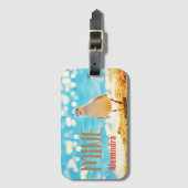 Personalisiertes Strandblau mit Seegras Gepäckanhänger (Vorderseite Vertikal)