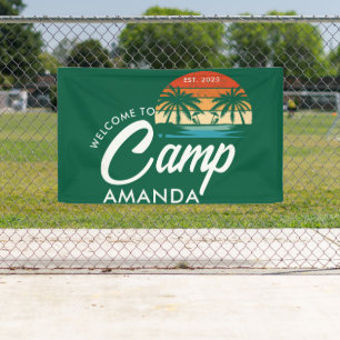Personalisiertes Strandcamp-Junggesellinnenparty-S Banner