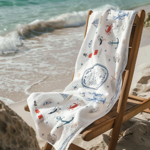 Personalisiertes Strandclub-Wappen-Küsten-Strandtu Strandtuch