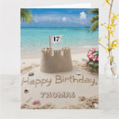 Personalisiertes Stranddesign Karte (Gelbe Blume)