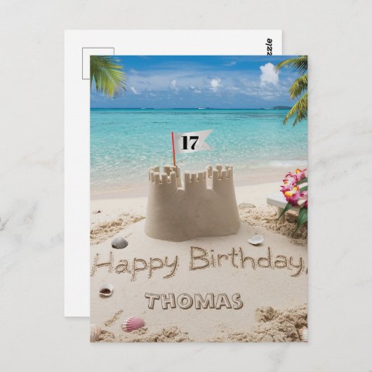 Personalisiertes Stranddesign Postkarte (Vorne/Hinten)