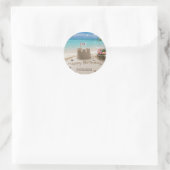 Personalisiertes Stranddesign Runder Aufkleber (Tasche)