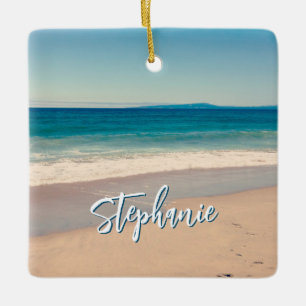 Personalisiertes Strandfoto Ozean Blau Landschaftl Keramikornament