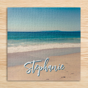 Personalisiertes Strandfoto Ozean Blau Landschaftl Puzzle
