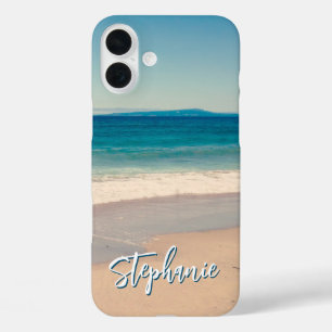 Personalisiertes Strandfoto Ozeanblau iPhone 16 Plus Hülle