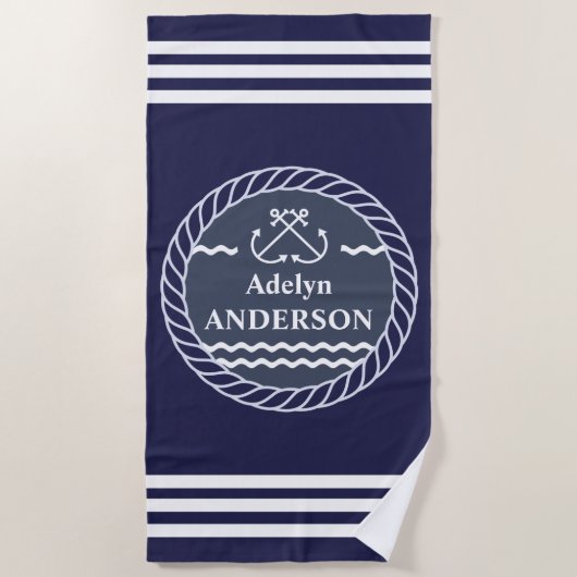 Personalisiertes Strandhandtuch für die Marine (Vorderseite)