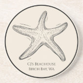 Personalisiertes Strandhaus mit Seestern Getränkeuntersetzer (Vorne)
