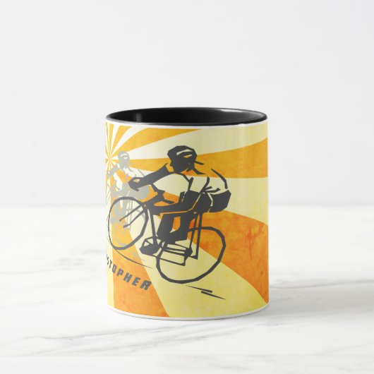 Personalisiertes Straßenrad und Retro Sunburst Bik Tasse (Zentrum)
