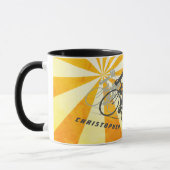 Personalisiertes Straßenrad und Retro Sunburst Bik Tasse (Links)