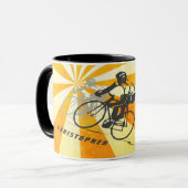 Personalisiertes Straßenrad und Retro Sunburst Bik Tasse (Vorderseite Links)