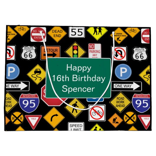Personalisiertes Straßensign Multi-Occasion Große Geschenktüte (Rückseite)
