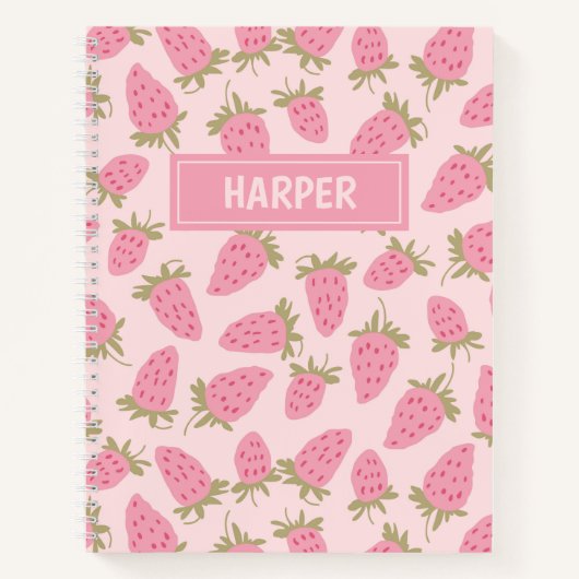 Personalisiertes Strawberry-Muster-Notebook Notizblock (Vorderseite)
