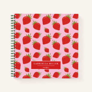 Personalisiertes Strawberry Muster Rezept Notebook Notizblock