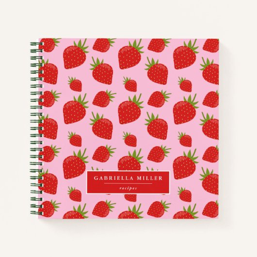 Personalisiertes Strawberry Muster Rezept Notebook Notizblock (Vorderseite)