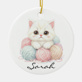 Personalisiertes Strick-Kätzchen-Ornament Keramik Ornament
