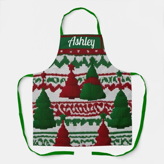 Personalisiertes Strickbaummuster Schürze (Vorderseite)