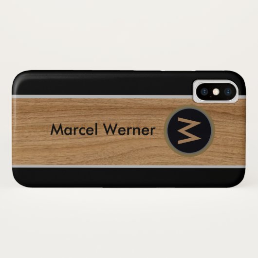 personalisiertes, stylisches Mongram Schnittholz C Case-Mate iPhone Hülle (Rückseite (Horizontal))