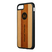 personalisiertes stylisches Monogramm Carved Wood iPhone Hülle (Links)