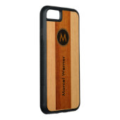 personalisiertes stylisches Monogramm Carved Wood iPhone Hülle (Rechts)