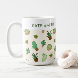 Personalisiertes Sukkulent und Kakteen in einem Po Kaffeetasse