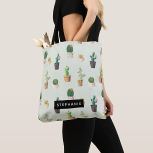 Personalisiertes Sukkulenten-Muster mit getopften Tasche