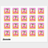 Personalisiertes Summer Pink Ice Creme Waffeln Fot Quadratischer Aufkleber (Blatt)