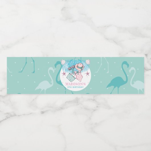 Personalisiertes Summer Pool-Party Wasserflaschenetikett (Einzelnes Label)