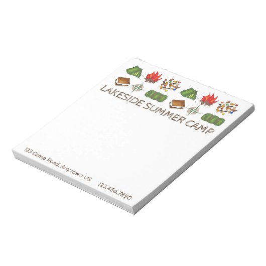 Personalisiertes Summer Sleepaway Camp Camping Notizblock (Rotiert)