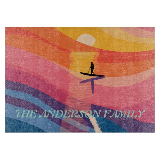 Personalisiertes Sunset-Paddle-Board-Schneidbrett Schneidebrett (Vorderseite)