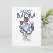 Personalisiertes Super-Mama-Geschenk mit Sohn und (Stehend Vorderseite)