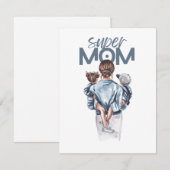 Personalisiertes Super-Mama-Geschenk mit Sohn und  Einladung (Vorne/Hinten)