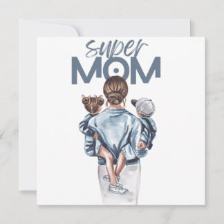 Personalisiertes Super-Mama-Geschenk mit Sohn und Einladung