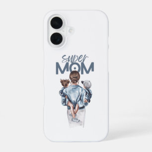 Personalisiertes Super-Mama-Geschenk mit Sohn und  iPhone 16 Hülle