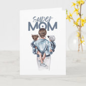 Personalisiertes Super-Mama-Geschenk mit Sohn und Karte (Gelbe Blume)