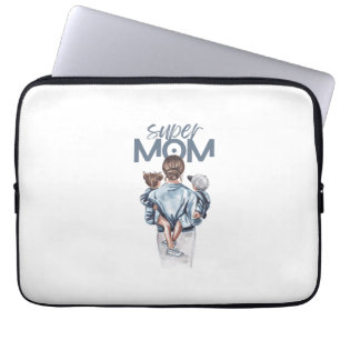 Personalisiertes Super-Mama-Geschenk mit Sohn und Laptopschutzhülle