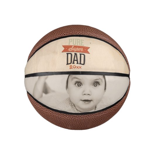 Personalisiertes Super Vater Fathers Day Foto Gesc Mini Basketball (Vorderseite)