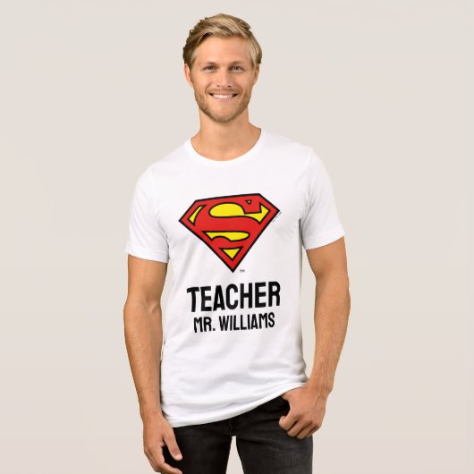 Personalisiertes Superman-Logo Tri-Blend Shirt (Vorderseite voll)