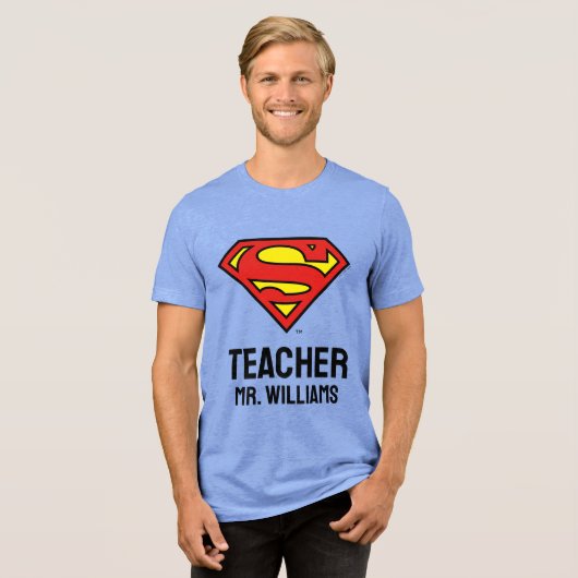 Personalisiertes Superman-Logo Tri-Blend Shirt (Vorderseite voll)